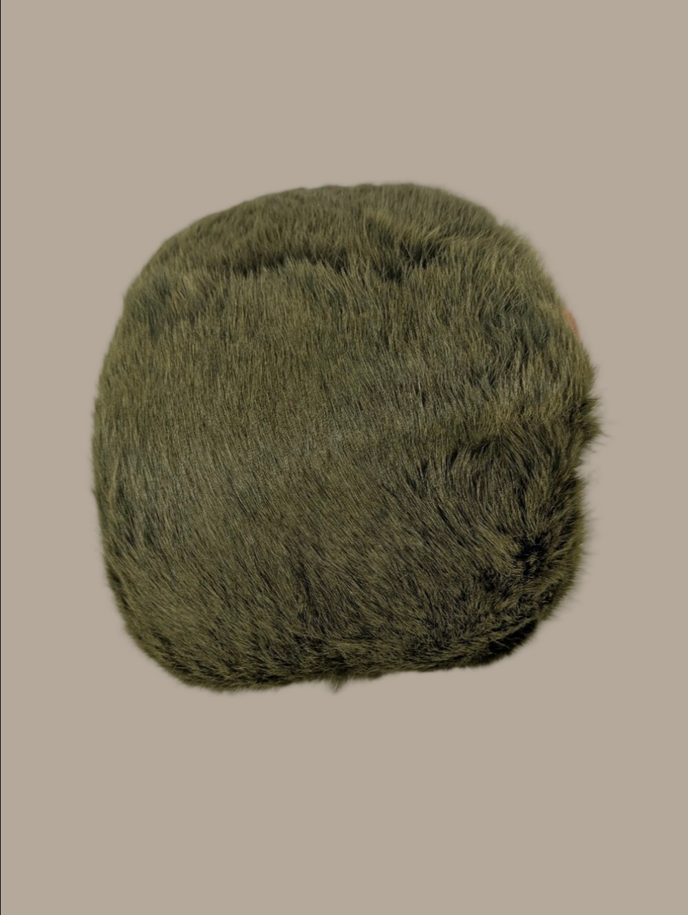 Vintage Olive Green Fur Square Hand- Warmer Muff 1960